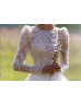 Long Sleeves Beaded White Lace Tulle Vintage Wedding Dress